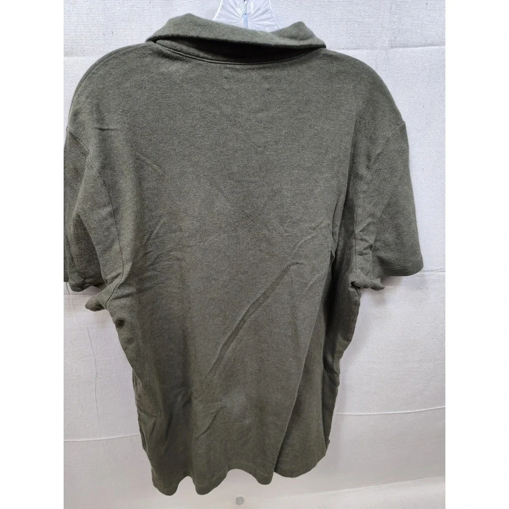 Banana Republic Men XL Olive Green Short Sleeve Polo Shirt Textured Casual VNeck